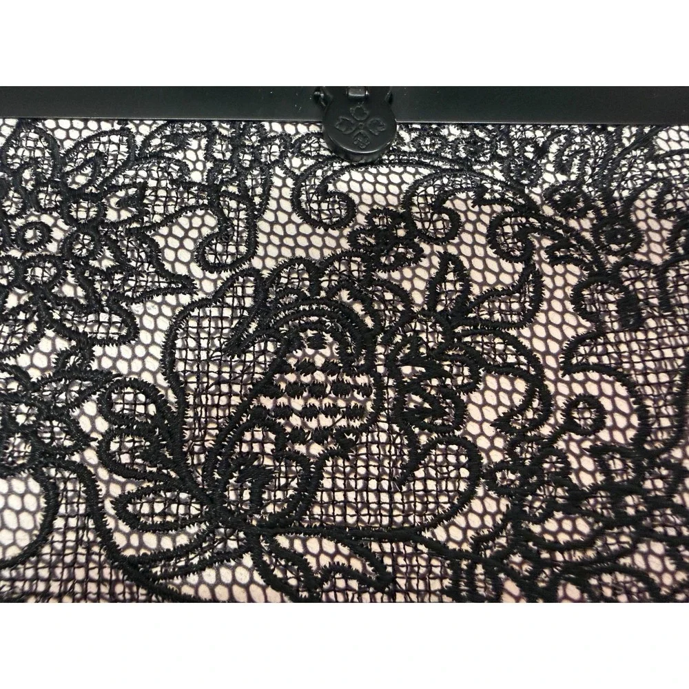 NWT PATRICIA NASH CAUCHY LEATHER FRAME CLUTCH WALLET BLACK CHANTILLY‎ LACE $129